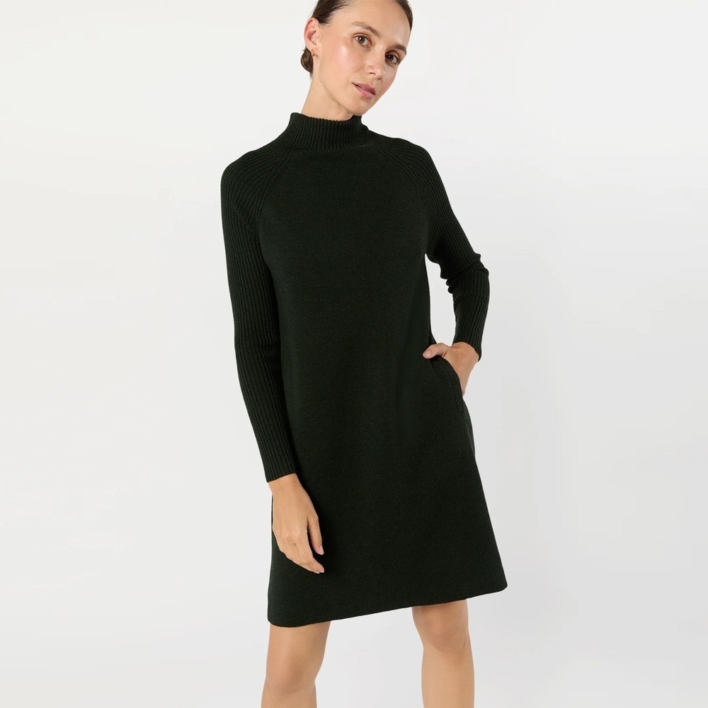 Ann Mashburn - Hadley Milano-Stitch Dress - Bottle Green Extra Fine Merino Wool